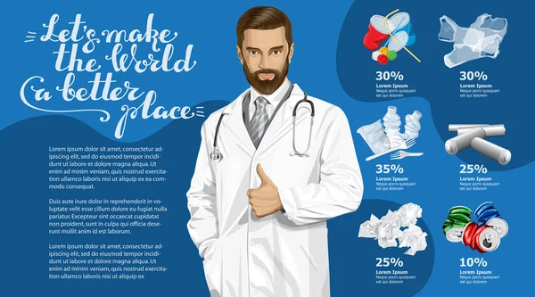 Wykres Informacji Wektorowej Lub Infografika Konceptualny Obraz Różnych Śmieci Recyklingu — Wektor stockowy