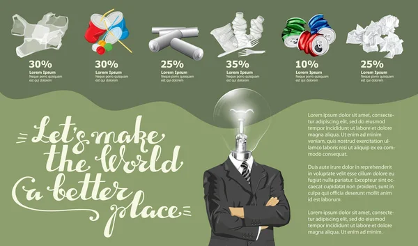 Vector Info Chart Infográficos Imagem Conceitual Lixo Reciclagem Diferente Lâmpada —  Vetores de Stock