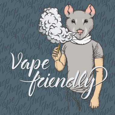 Fare vektör konsepti. Fareler sigara içiyor ya da elektronik sigara içiyor.