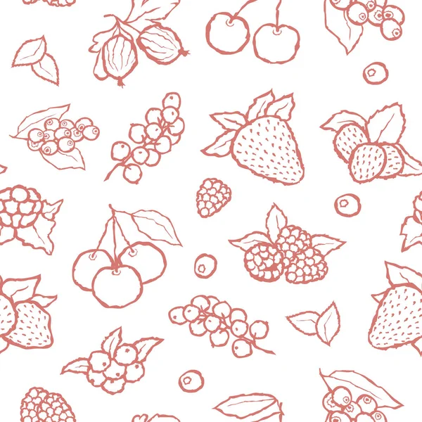 无缝制的浆果图案 有手工水果的病媒背景 — 图库矢量图片#