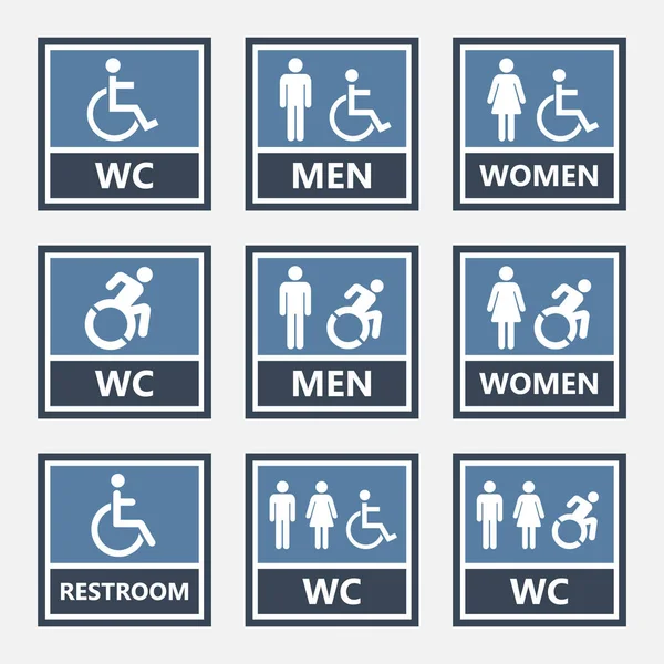 Toilet icons and restroom signs, wc labels — Stock Vector