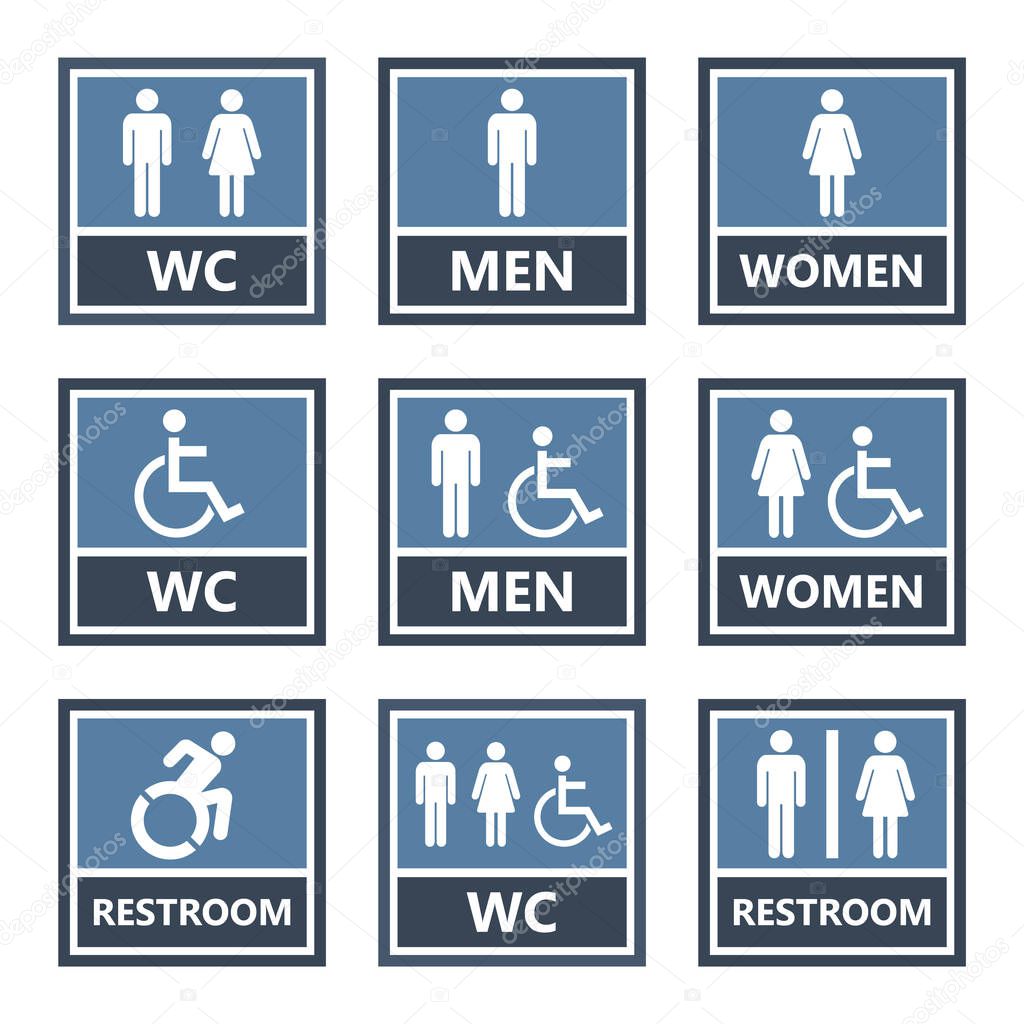 toilet icons and restroom signs