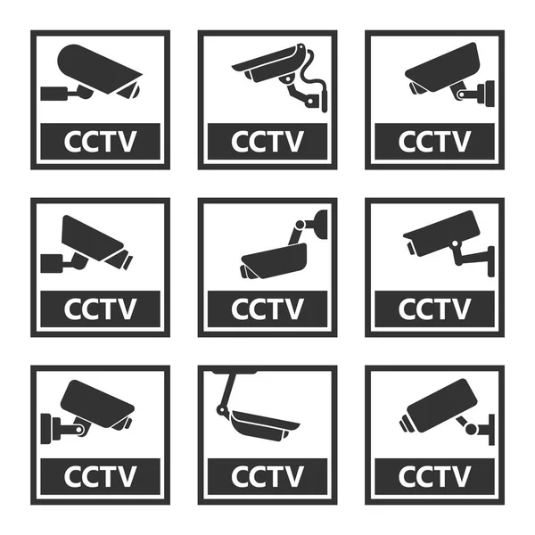 CCTV işareti, güvenlik kamera çıkartmaları — Stok Vektör