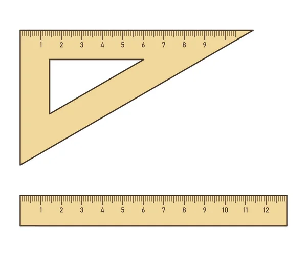 Regla y triángulo setsquare — Archivo Imágenes Vectoriales