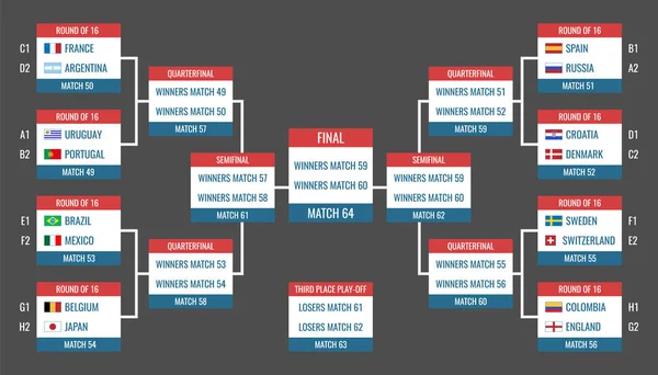 Table de football play-off, schéma de tournoi — Image vectorielle