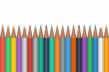 Beyaz arka plan üzerinde renkli kalemler izole, yakın çekim