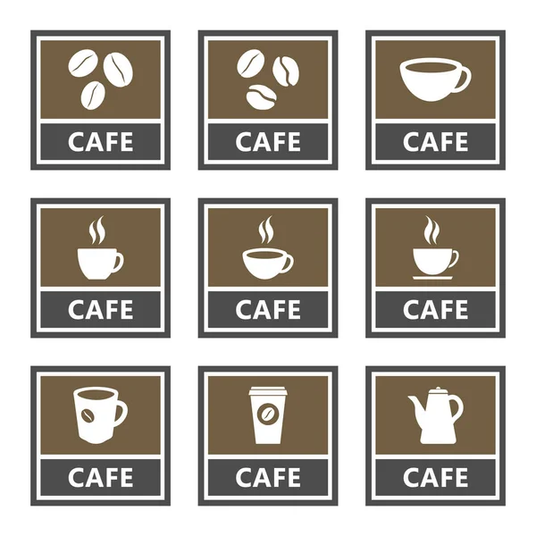 Kafe simgeler ve işaretler, kahve dükkanı tasarım — Stok Vektör