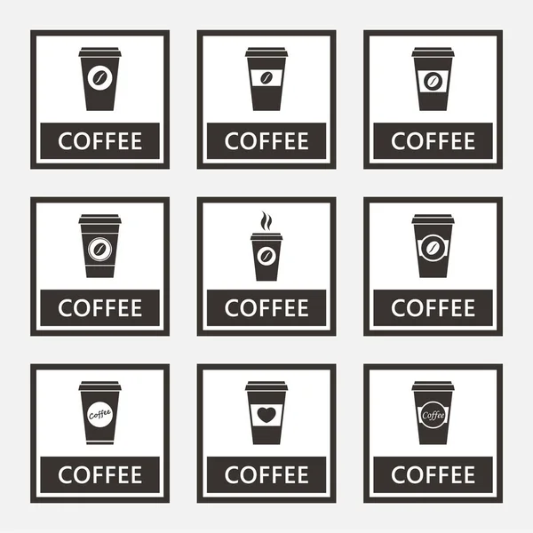 Tek kullanımlık kahve Kupası işaretleri ve simgeler kümesi — Stok Vektör