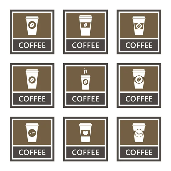 Tek kullanımlık kahve Kupası simgeler ve işaretler ayarla — Stok Vektör