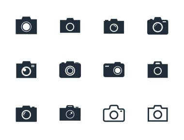 Kamera Icons set, fotoğraf kamera işareti illüstrasyon vektör