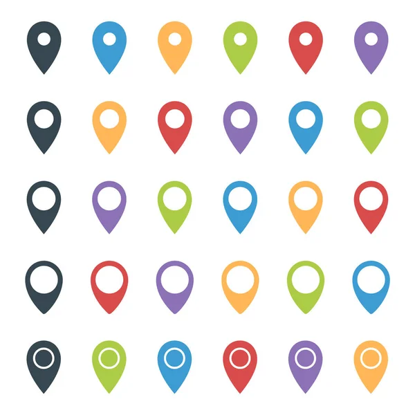 Mapa conjunto de ponteiros, ícones de marcador de localização colorido — Vetor de Stock