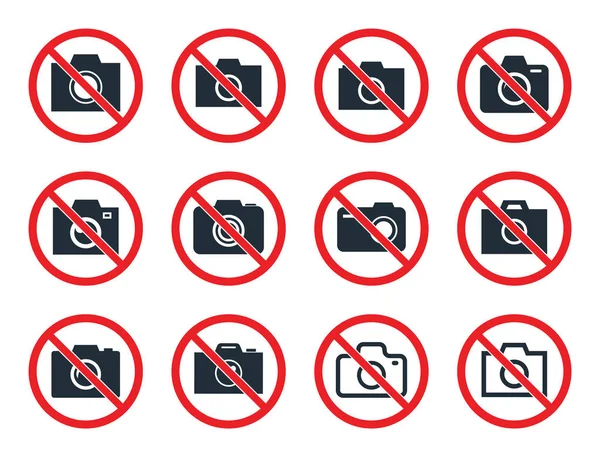 Sin conjunto de iconos de la cámara de fotos, sin fotografía — Vector de stock