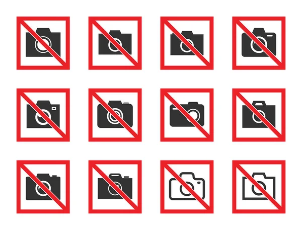 Sin conjunto de iconos de fotografía, sin signo de foto — Vector de stock