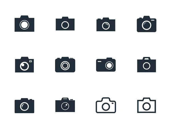 Conjunto de iconos de cámara, foto cámara signo vector ilustración — Archivo Imágenes Vectoriales