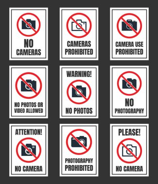 Hiçbir fotoğraf işareti, yasak kamera simgesi, hiçbir fotoğraf tabela