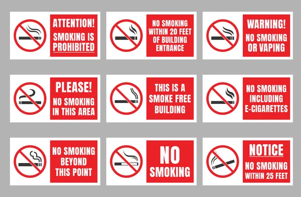 Geen rookvrije teken ingesteld, roken is verboden — Stockvector
