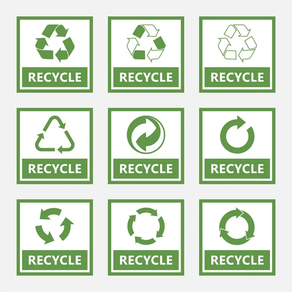 recycle labels and recycling signs set, trash symbol