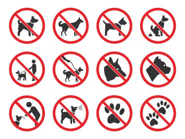 Köpek işareti, köpek yasağı Icons set