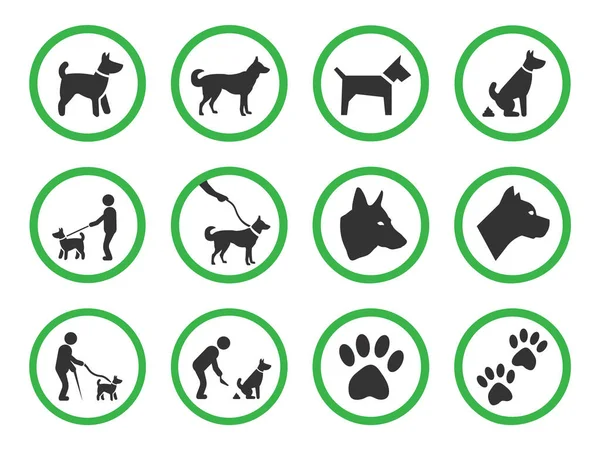 Dog friendly sign set, pets allowed icons — Stock Vector