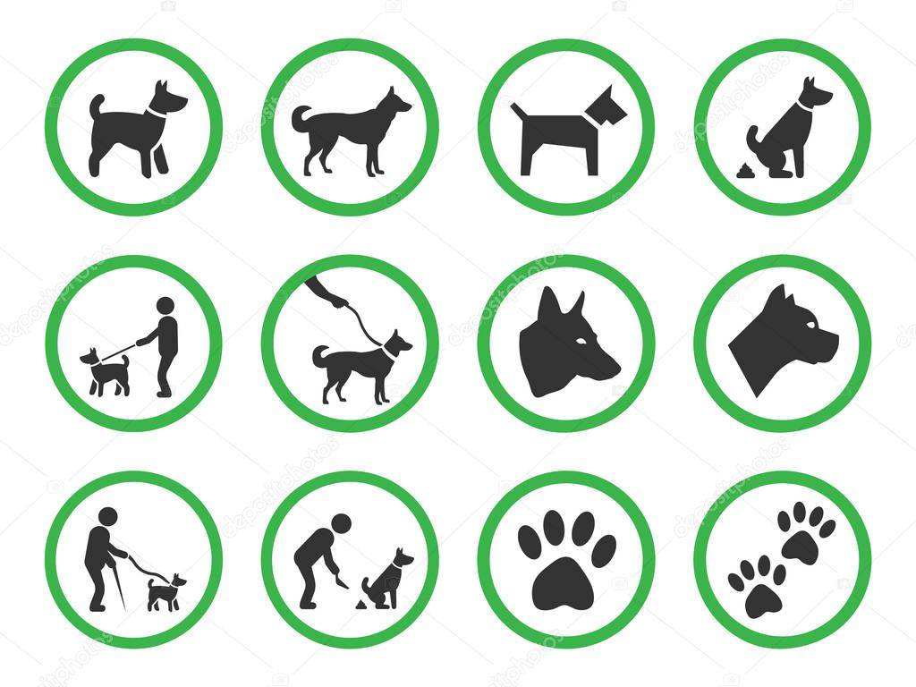 dog friendly sign set, pets allowed icons
