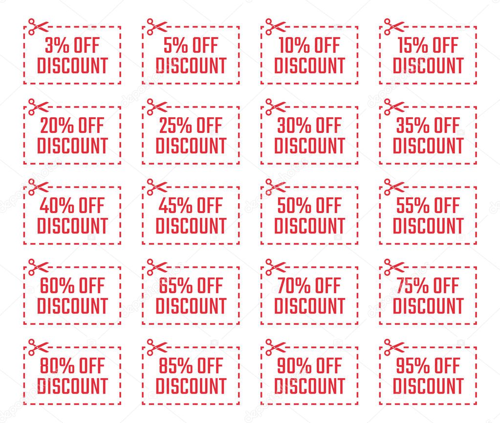 sale coupons, discount tags and labels set