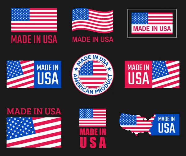 Made in usa icon set, amerikanische Produktetiketten — Stockvektor