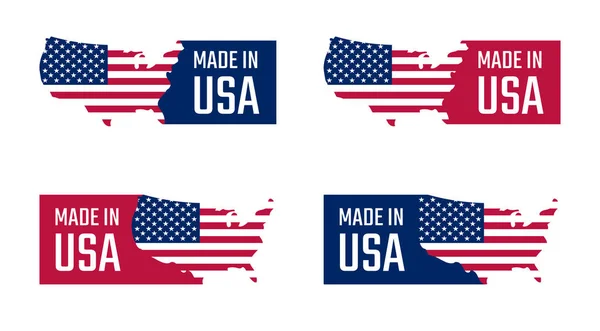 Tillverkad i usa etiketter set, amerikanska produkt emblem — Stock vektor