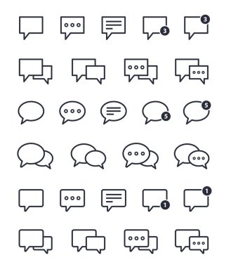 sohbet Icons set, konuşma balonu anahat işareti