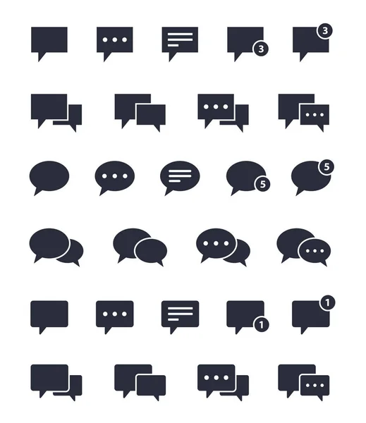 Chat discours bulle icônes ensemble, signes de message — Image vectorielle
