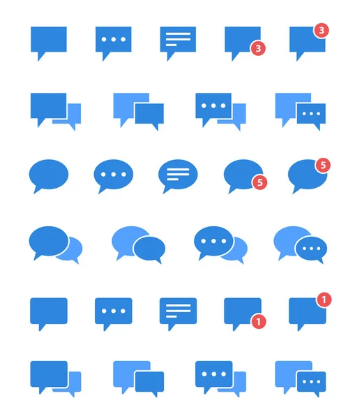 Bulle de chat ensemble, la parole et les icônes de message — Image vectorielle