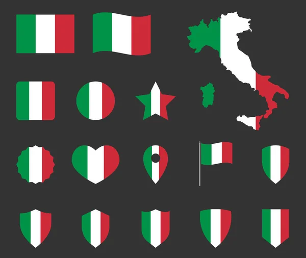 이탈리아의 국기 세트, 이탈리아의 국기 — 스톡 벡터