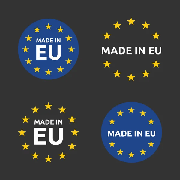 Fabricado na Europa conjunto de rótulos, emblema do produto da União Europeia — Vetor de Stock
