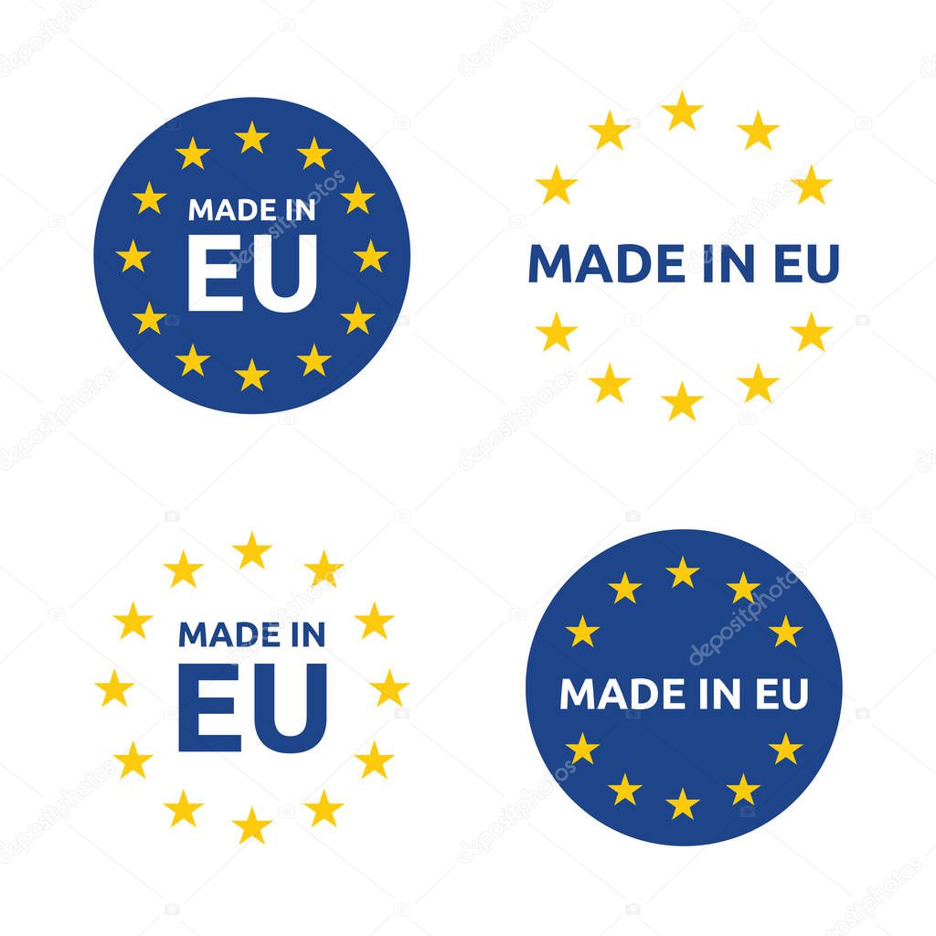 Made in Europe labels set, European Union product emblem