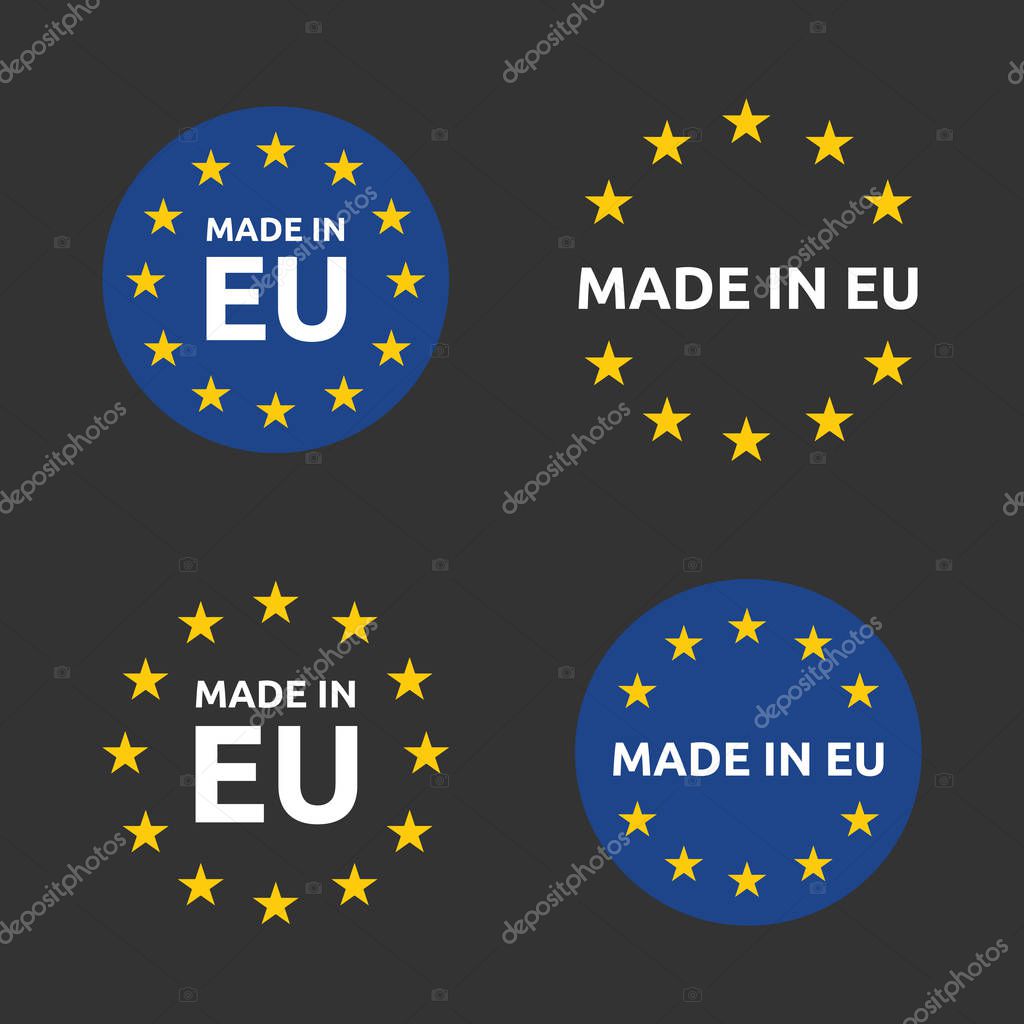 Made in Europe icon set, European Union product labels