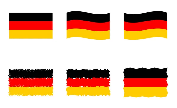 Germany flag set, official colors and proportion of German flag — Stock Vector