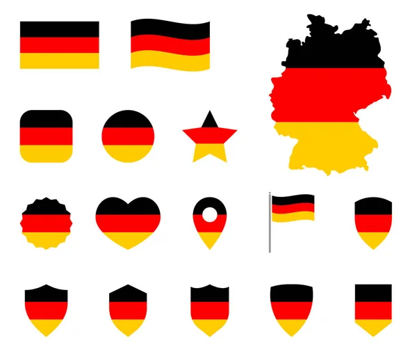 Deutschland Flagge Symbole gesetzt, deutsche Flagge Symbol — Stockvektor