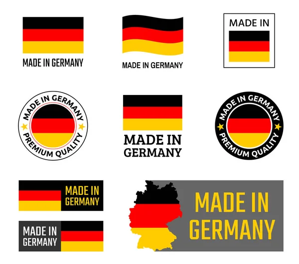 Made in Germany Etikettenset, deutsches Produktzeichen — Stockvektor