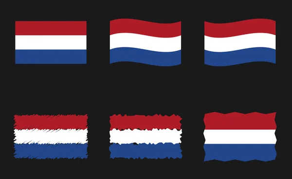 Drapeau Pays-Bas, Ensemble d'images vectorielles drapeau Pays-Bas — Image vectorielle