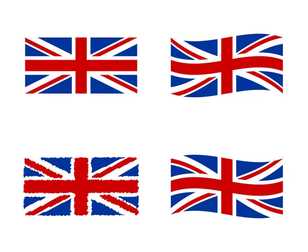 イギリス国旗、ユニオン ジャック イギリス国旗セット - イギリスの国の象徴 — ストックベクタ