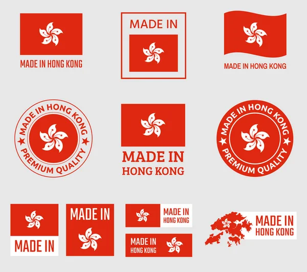 Made in Hong Kong icon set, product labels of Hong Kong — Stock Vector