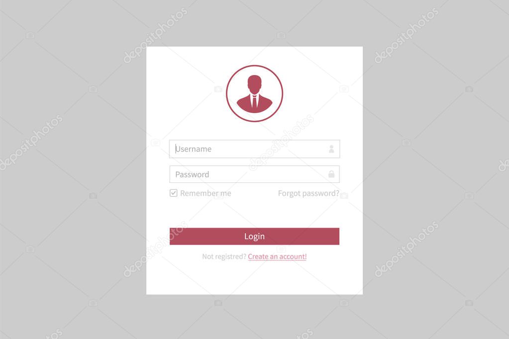 login form template, create account elements and web forms
