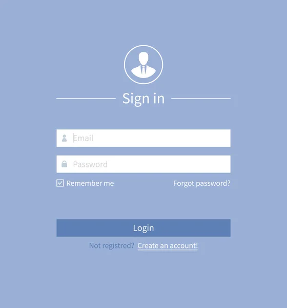ログインフォームUIデザインテンプレート、ウェブサイトの登録フォーム — ストックベクタ