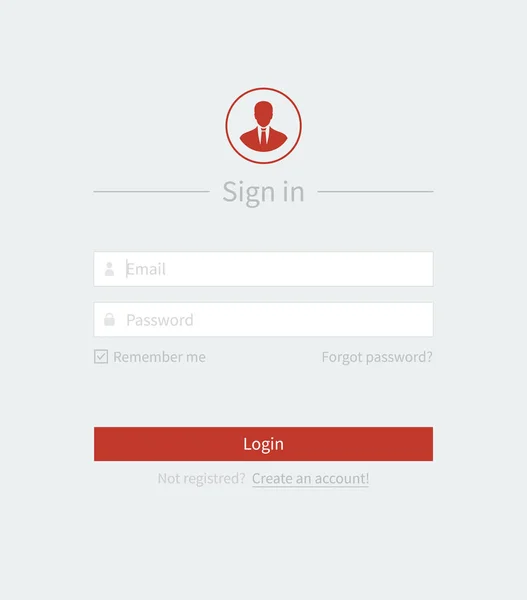 ログインフォームページ、登録とログインフォーム用のウェブサイトベクトルテンプレート — ストックベクタ