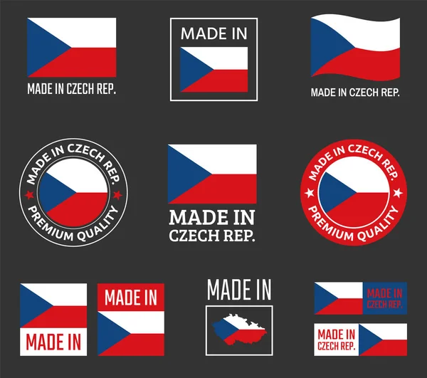 Made in Czech labels set, emblème du produit Czechia — Image vectorielle