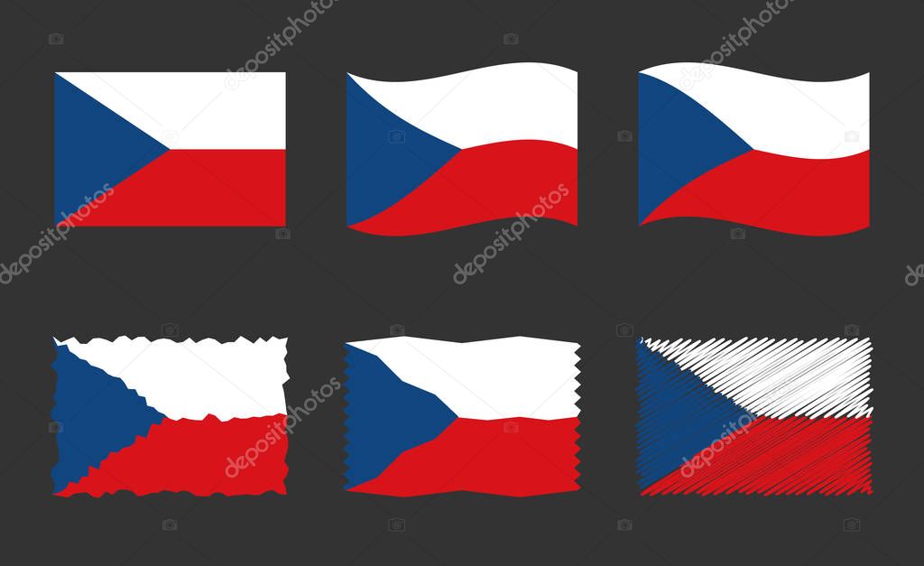 Czech flag set, official colors and proportion of Czechia flag