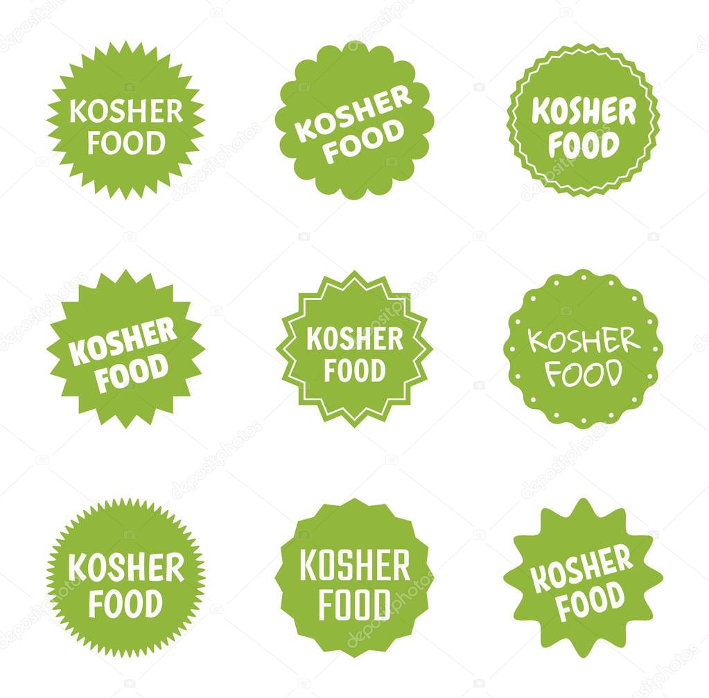 kosher food icon set, jewish healthy food labels