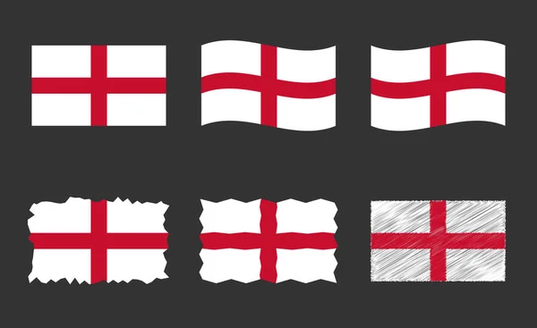 Inglaterra bandeira vetor ilustração conjunto, cores oficiais da bandeira da Inglaterra — Vetor de Stock