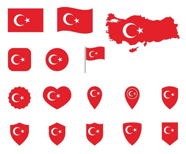 Symbolset der türkischen Flagge, Symbole der Republik Türkei — Stockvektor