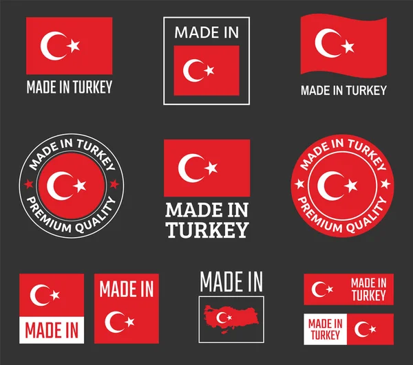 Türkiye Cumhuriyeti 'nin ikon setinde üretilen ürün etiketleri — Stok Vektör