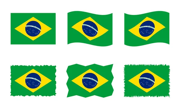 Brezilya bayrak seti, resmi renkler ve Brezilya bayrağı Federative Cumhuriyeti oranı — Stok Vektör